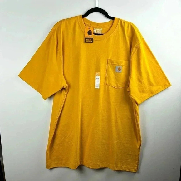 Carhartt MenT-Shirt Large Loose Fit Heavyweight Short- Sleeve Pocket NWT Yellow - Picture 1 of 5